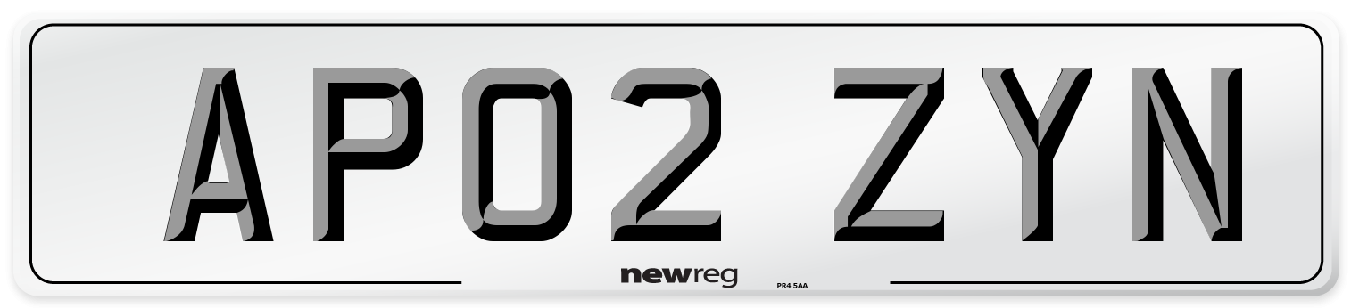 AP02 ZYN Number Plate from New Reg